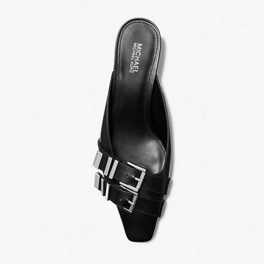 Michael Kors Darrington Kitten Mule Leather Size 7 Black NEW